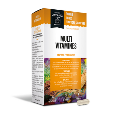 DAYANG GÉLULE MULTIVITAMINES Gélule, complément alimentaire de multivitamines, minéraux, ginseng, rhodiola. - bt 30